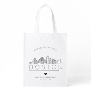 Boston Wedding | Stylized Skyline Grocery Bag