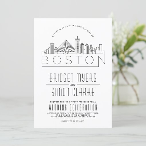 Boston Wedding | Stylized Skyline Invitation | Zazzle
