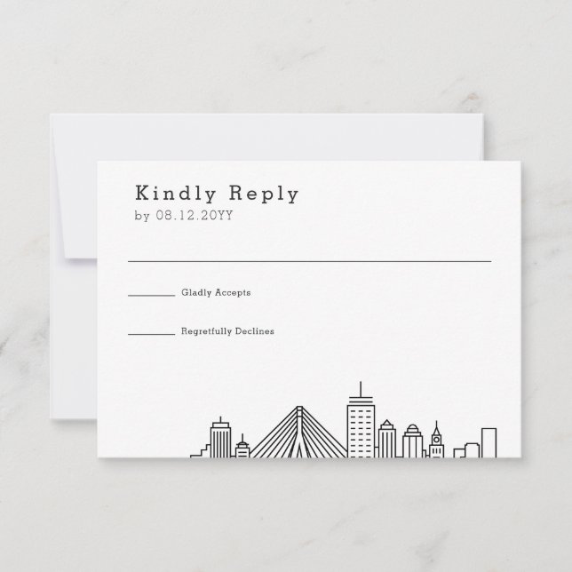 Boston Wedding | Stylized Skyline RSVP Card (Front)