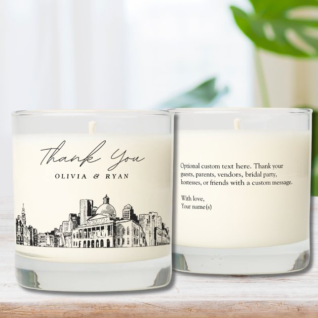 Boston Wedding Thank You Gift Custom Candle (Boston Wedding Candle)