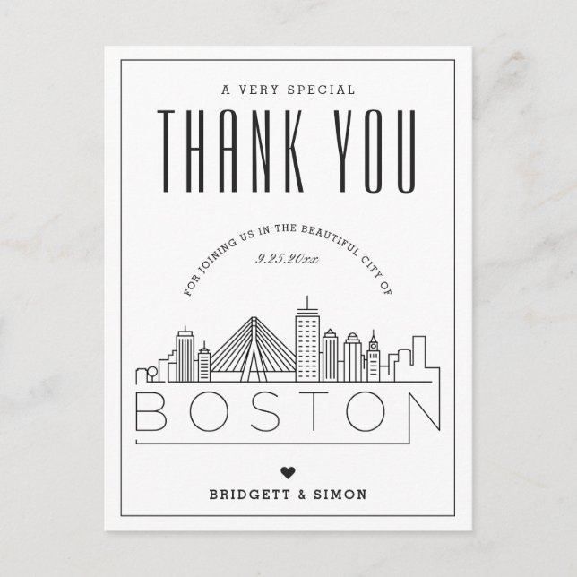 Boston Wedding | Thanks for Coming! Postcard (Front)