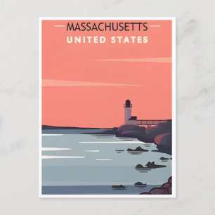 Boston welcome to Massachusetts Vintage Travel  Postcard