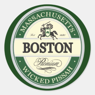boston - wicked pissah classic round sticker