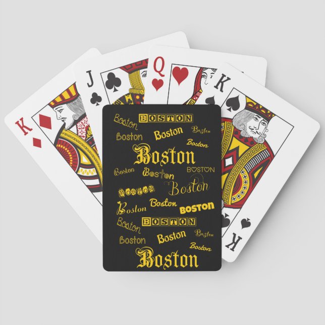 Boston Yellow Fonts Poker Cards (Back)