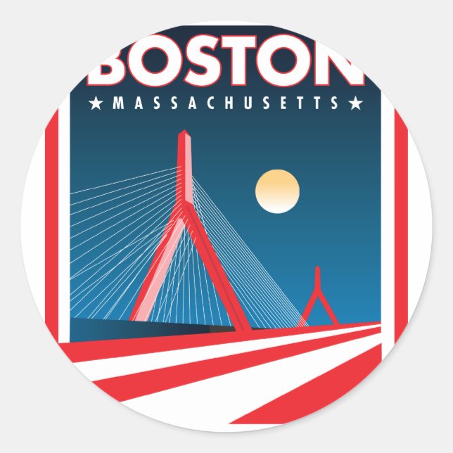 Boston Zakim Bridge Classic Round Sticker (Front)