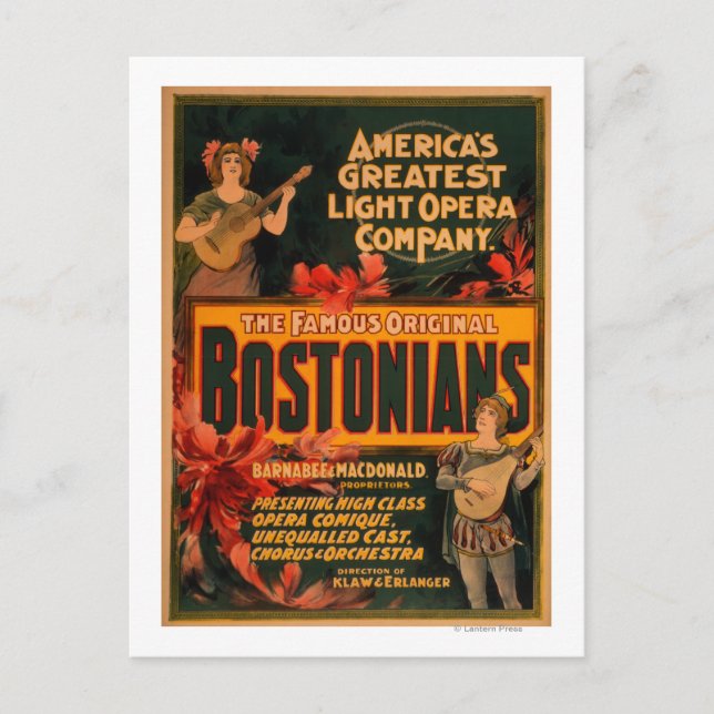 Bostonians America's Greatest Light Opera Postcard (Front)