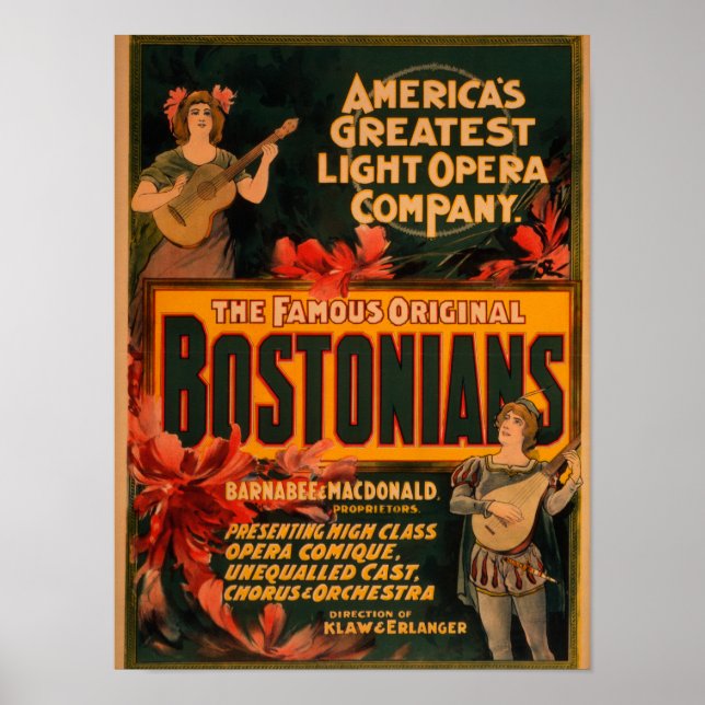 Bostonians America's Greatest Light Opera Poster (Front)