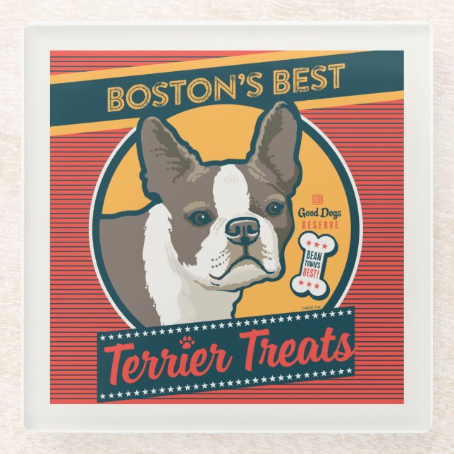Boston's Best Terrier Treats Glass Coaster (Front)
