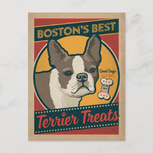 Bostons Best Terrier Treats Postcard