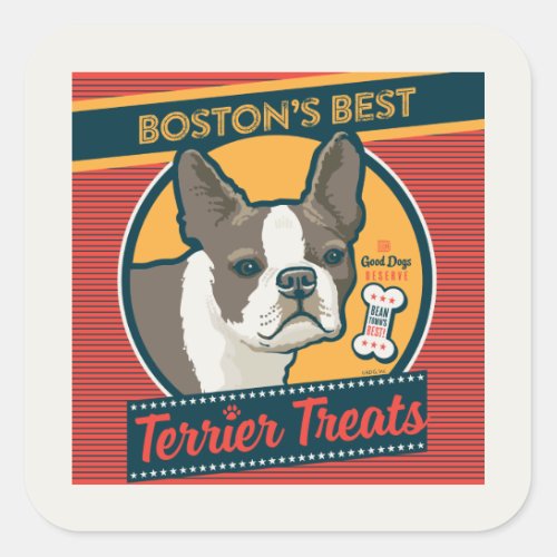 Bostons Best Terrier Treats Square Sticker