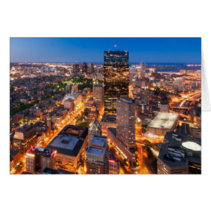 Boston's skyline at dusk