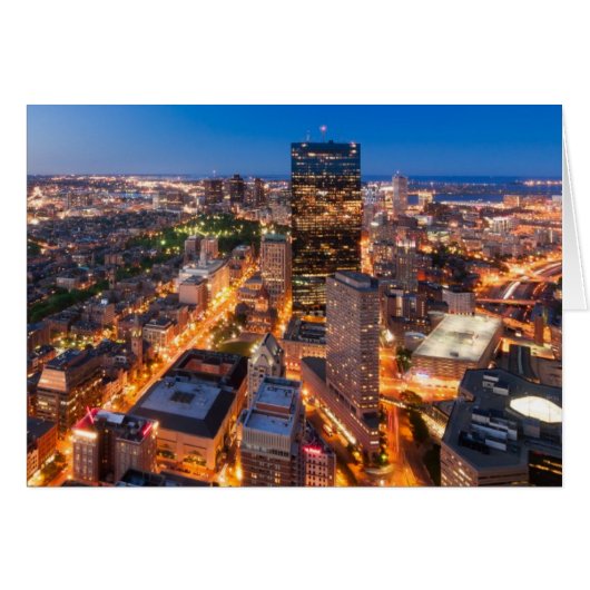 Boston's skyline at dusk cards (Front Horizontal)