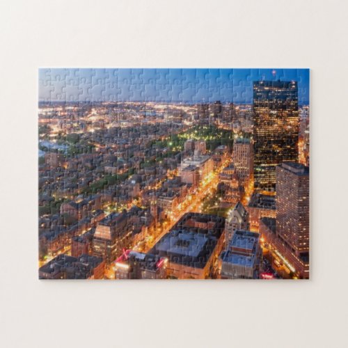 Bostons skyline at dusk jigsaw puzzle
