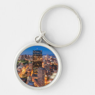 Boston's skyline at dusk keychain