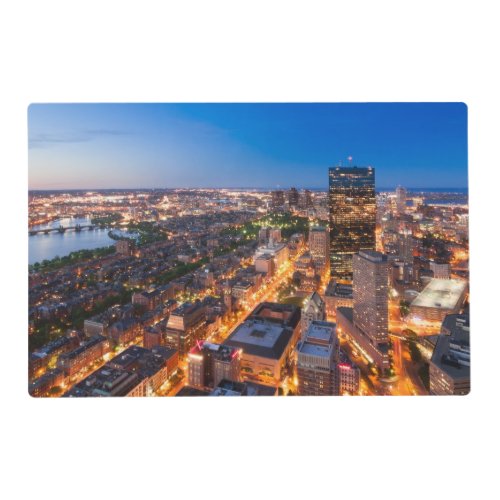 Bostons skyline at dusk placemat
