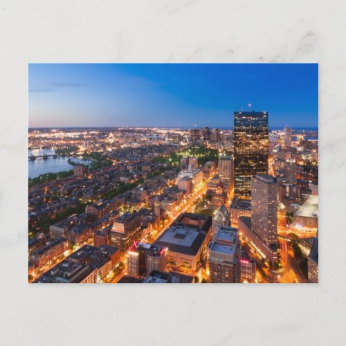 Bostons skyline at dusk postcard