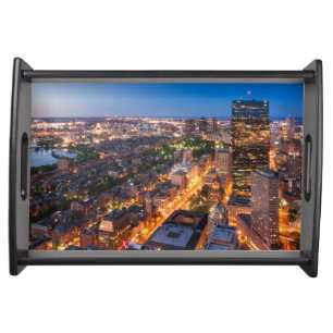 Boston's skyline at dusk serving tray