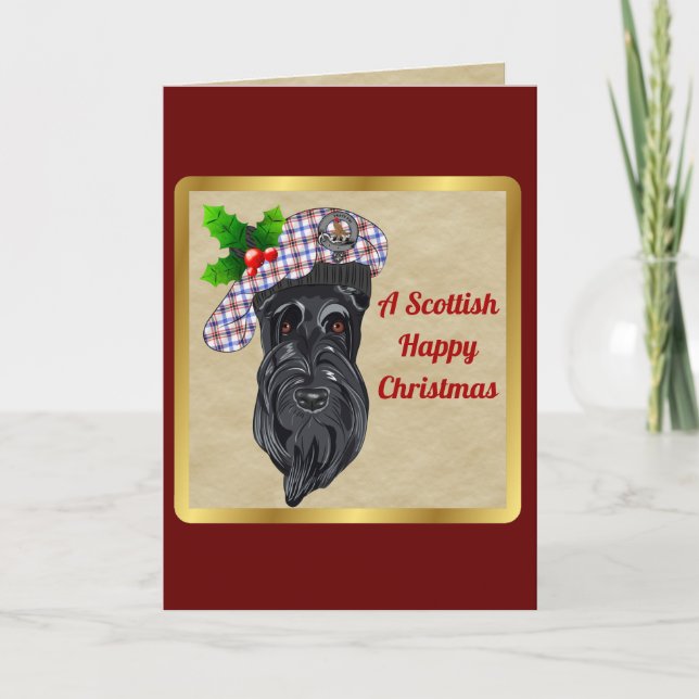 Boswell Badge & Tartan Personalized Xmas Card (Front)