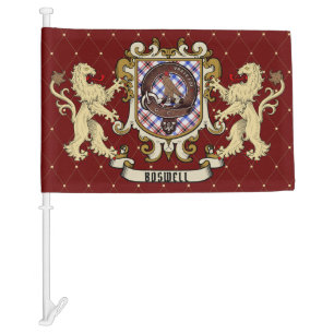 Boswell Clan Badge & Tartan Car Flag