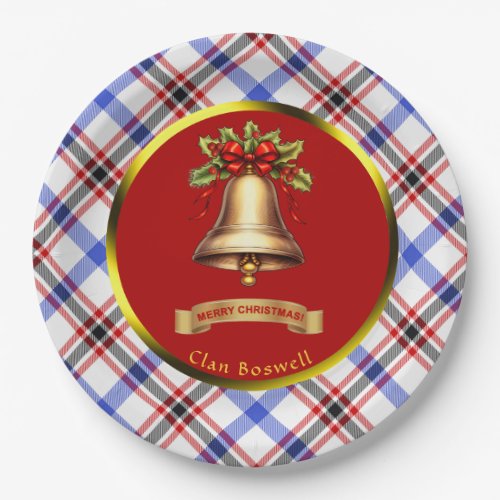 Boswell Tartan Personalized Christmas Paper Plates
