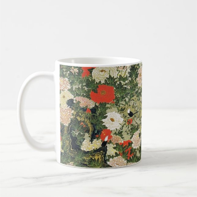 Botan Shoukinzu Colorful Floral Flowers Pattern Coffee Mug (Left)