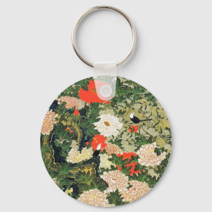 Botan Shoukinzu Colorful Floral Flowers Pattern Keychain