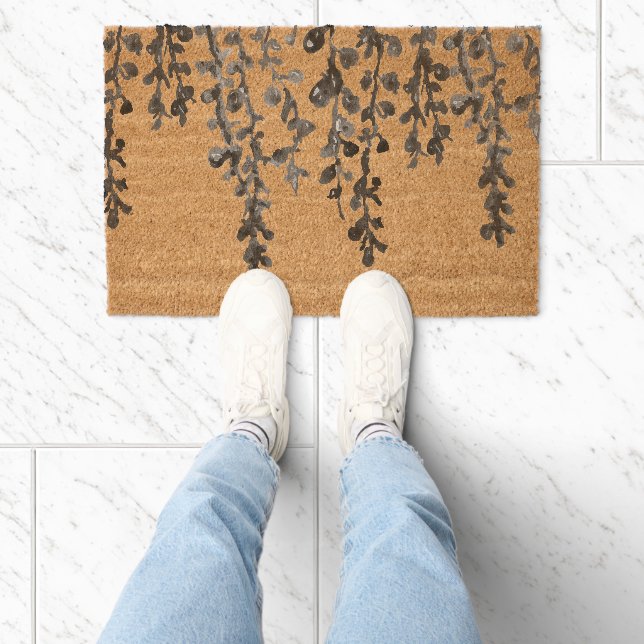 Botancial Painting Plant Painting Farmhouse Fiber Doormat (Insitu)
