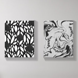 Botanic Balance" Black & White Acrylic Wall Art  Canvas Photo Tile