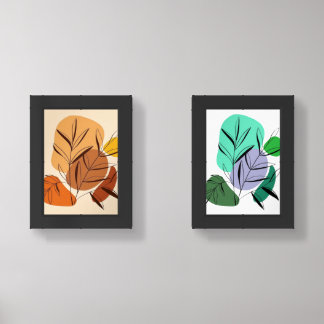 Botanic Balance: Leaves & Abstract Shapes Wall Art Sets