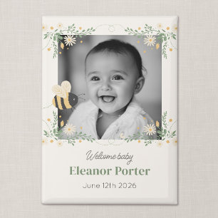 Botanic Bee New Baby Announcement Keepsake Fridge Magnet