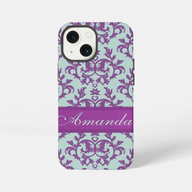 Botanic damask purple emerald iphone case (Back)