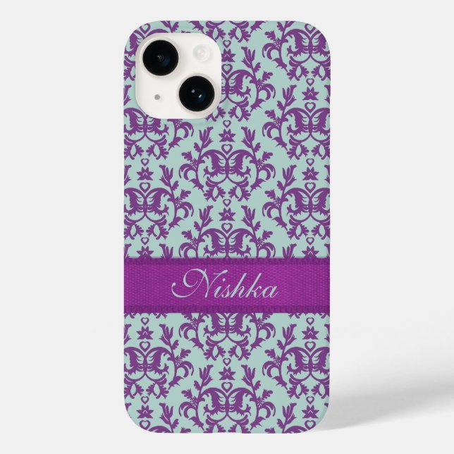 Botanic damask purple emerald iphone Case-Mate iPhone case (Back)