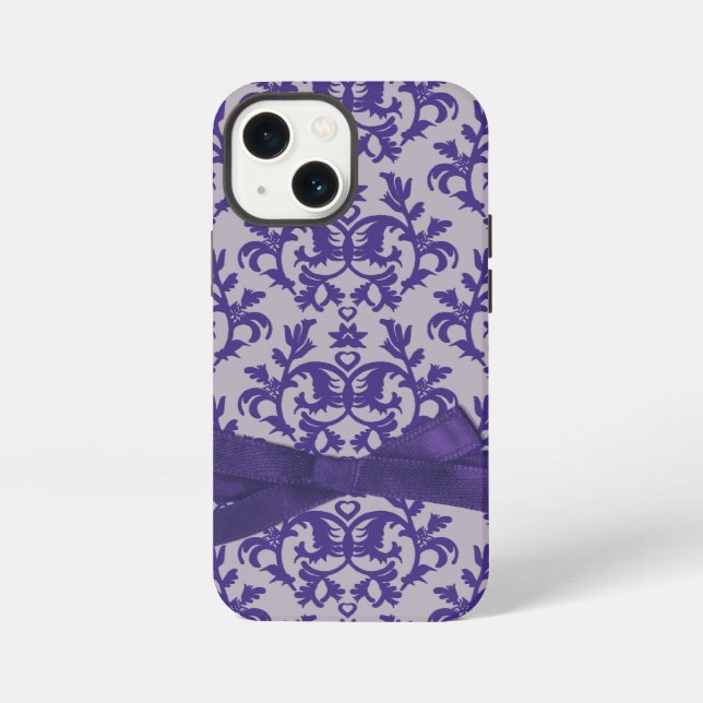 Botanic damask purple grey iphone case (Back)