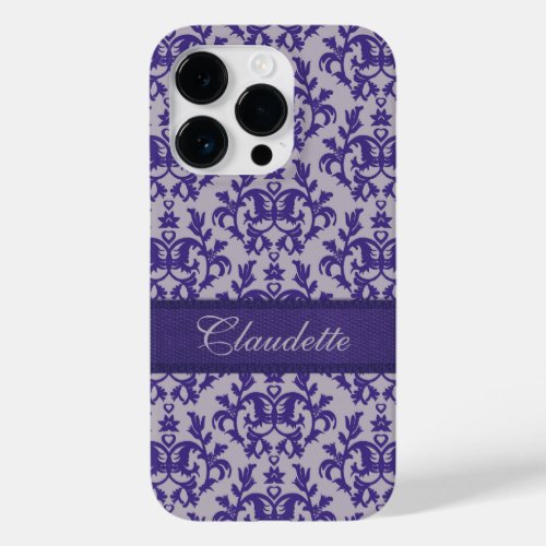 Botanic damask purple grey iphone Case_Mate iPhone 14 pro case