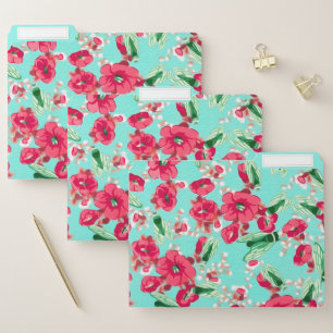 Botanic Floral Pink Blue File Folder