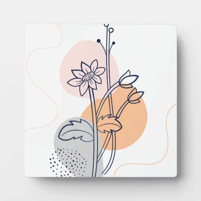 Botanic flower line art plaque (Front)