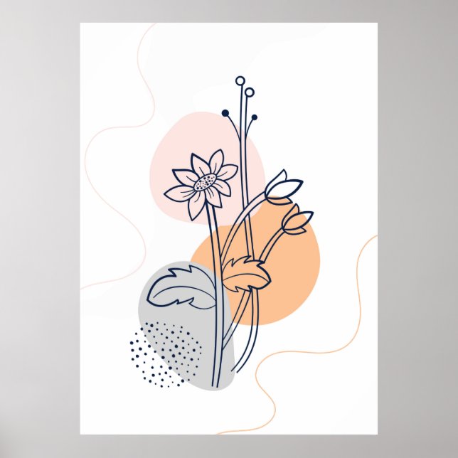 Botanic flower line art poster (Front)