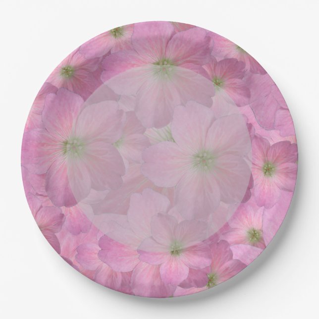 Botanic Garden Pink Flowers Paper Plates (Front)