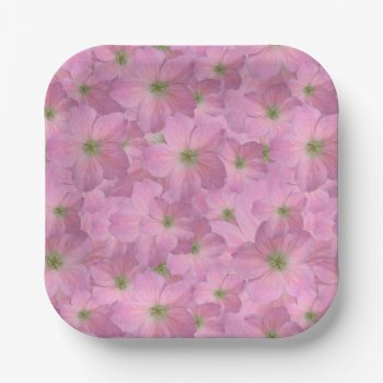 Botanic Garden Pink Flowers Paper Plates by KreaturFlora at Zazzle