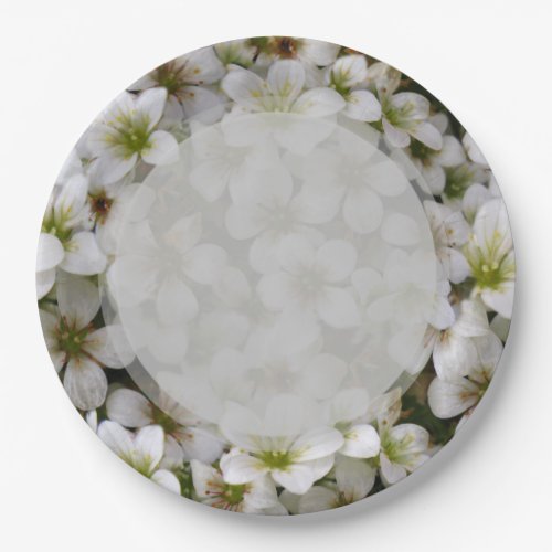 Botanic Garden White Flowers Paper Plates