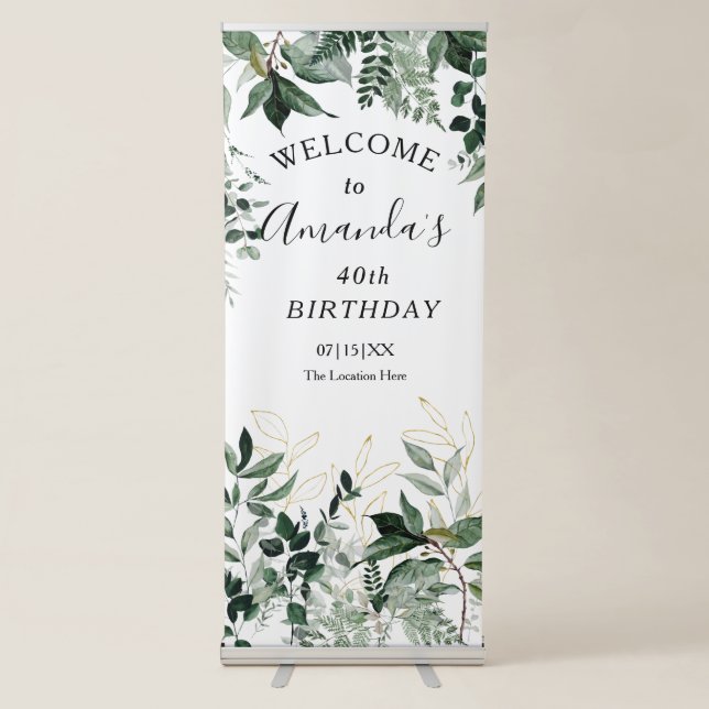 Botanic Greenery Birthday Party Welcome sign (Front)