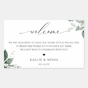 Botanic Greenery Wedding Guest Welcome Bag Rectangular Sticker