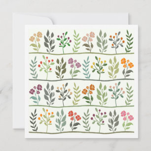 Botanic Herbarium Colorful Plants Note Card