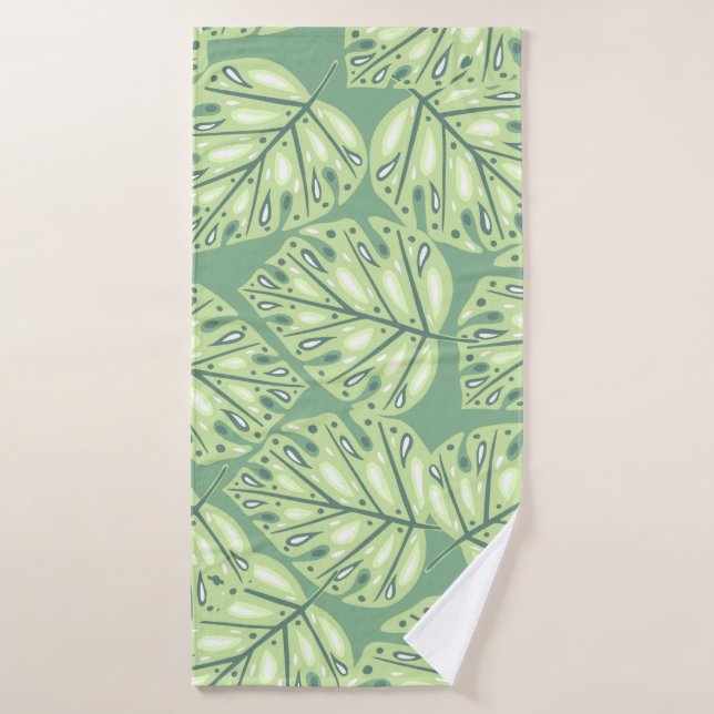 Botanic jungle seamless pattern in pastel green co bath towel (Bath Towel)