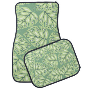 Botanic jungle seamless pattern in pastel green co car floor mat