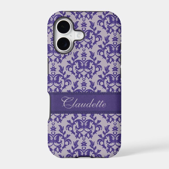 Botanic kangaroo paw damask purple grey  Case-Mate iPhone case (Back)