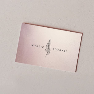 Botanic Leaf I Chic Blush Pink Rose Gold Foil  Business Card