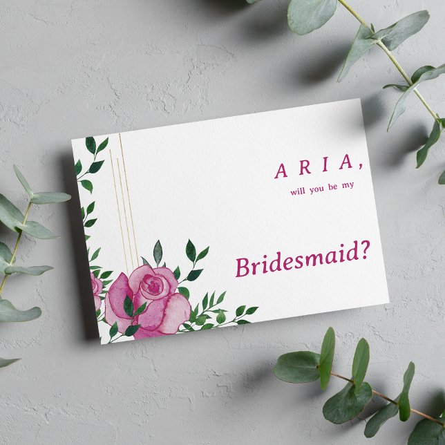 Botanic lilac green gold rose floral Bridesmaid  Invitation (Botanic lilac green gold rose floral Bridesmaid )