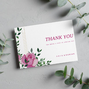 Botanic lilac green gold rose floral Thank You  Invitation