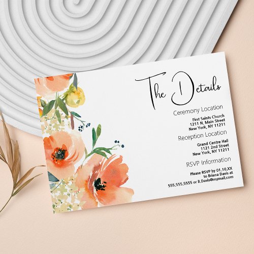 Botanic orange yellow summer floral Details Card